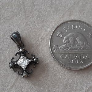 925 Sterling Silver Marcasite and CZ pendant